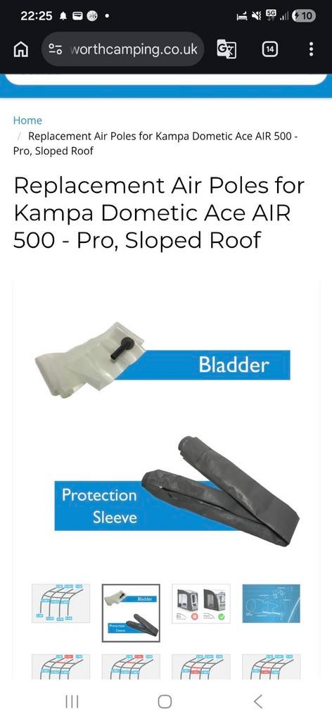 Kampa Ace Air 500 - Reparatie Luchtbuizen, Ophalen of Verzenden, Gebruikt