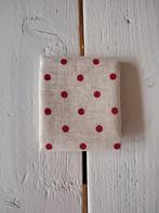 Heel mooi stofje - rode stip op naturel linnen, Beige, Nieuw, Ophalen of Verzenden, Linnen