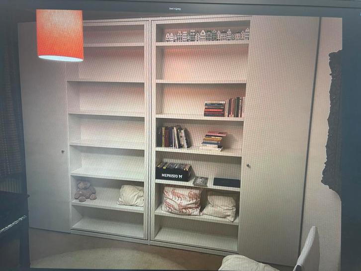 Grote witte boekenkast icm 2 persoons bed, Huis en Inrichting, Kasten | Boekenkasten, Gebruikt, 200 cm of meer, 200 cm of meer