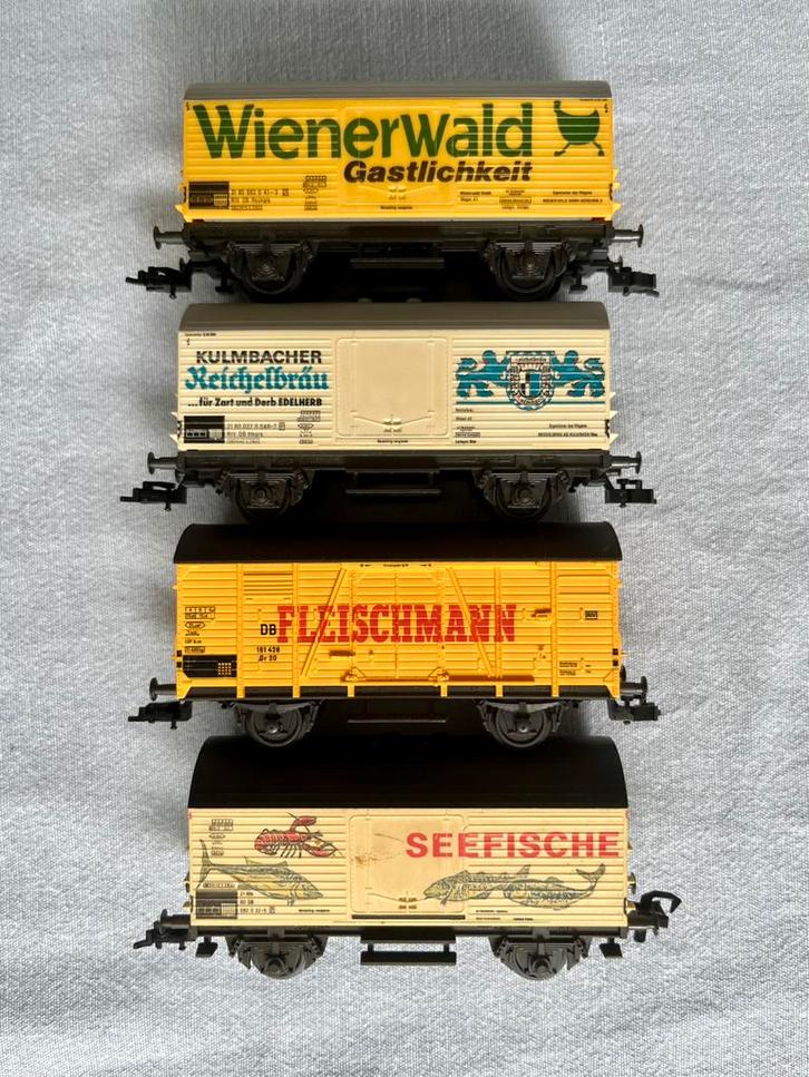 4x Fleischmann DB goederenwagons, Hobby en Vrije tijd, Modeltreinen | H0, Gebruikt, Wagon, Gelijkstroom, Fleischmann, Ophalen of Verzenden