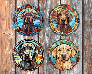 Labrador Glas un Lood Onderzetters met houder beschikbaar voor biedingen