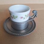 Vintage Tinnen Kop en Schotel met Porseleinen Binnenkant, Ophalen