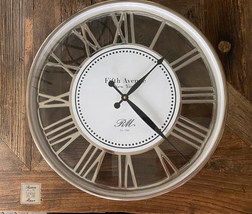 Rivièra Mason wandklok, zilver, Huis en Inrichting, Woonaccessoires | Klokken, Zo goed als nieuw, Ophalen