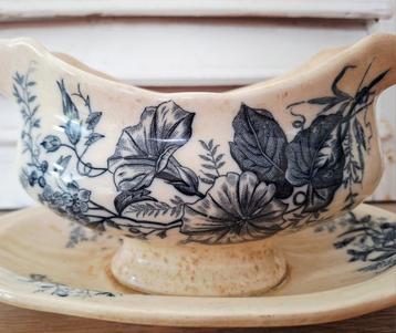 Antieke Franse Sauskom, Floraal Decor, beboterd beschikbaar voor biedingen