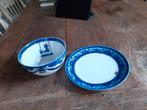 Servies Babette Vogel Blauw bloem setje, Huis en Inrichting, Keuken | Servies, Ophalen of Verzenden, Zo goed als nieuw, Bord(en)