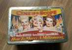 Marilyn Monroe, Lauren Bacall, Betty Grable blik koektrommel, Verzenden, Gebruikt, Koek(jes), Overige merken