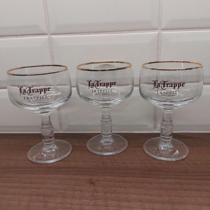 3x La Trappe mini prior bokaal 15cl/ proefglaasjes, Verzamelen, Biermerken, Zo goed als nieuw, Glas of Glazen, La Trappe, Ophalen of Verzenden