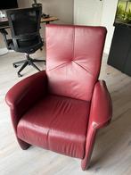 Rood lederen relax fauteuil, Huis en Inrichting, Fauteuils, 75 tot 100 cm, Gebruikt, Leer, 75 tot 100 cm