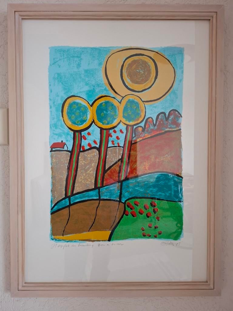 Zeefdruk Clemens Briels - Landschap, Ophalen of Verzenden