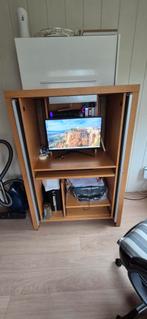 Houten Computer Kast met Schuifdeuren lampen, Huis en Inrichting, Kasten | Computermeubels, 70 tot 120 cm, 120 tot 170 cm, Ophalen of Verzenden