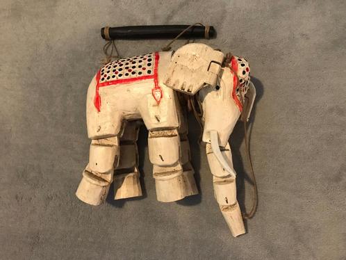Vintage hout olifant pop houtsnijwerk marionet, Antiek en Kunst, Kunst | Beelden en Houtsnijwerken, Verzenden