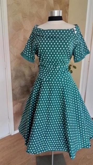 Dolly&Dotty polkadot groene jurk , xl beschikbaar voor biedingen