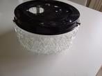 Vintage glazen plafond lamp rond nette staat, Huis en Inrichting, Lampen | Plafondlampen, Ophalen of Verzenden, Gebruikt, Glas