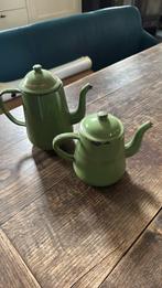 Set groen emaille theepotjes, Antiek en Kunst, Ophalen of Verzenden
