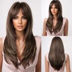 Pruik lang steil haar in laagjes bruinmix model 259-9, Verzenden, Nieuw, Pruik of Haarverlenging