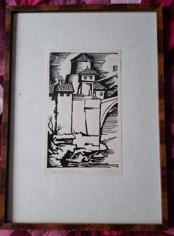 Houtsnede. 1968. Sign. 26/36 cm. beschikbaar voor biedingen