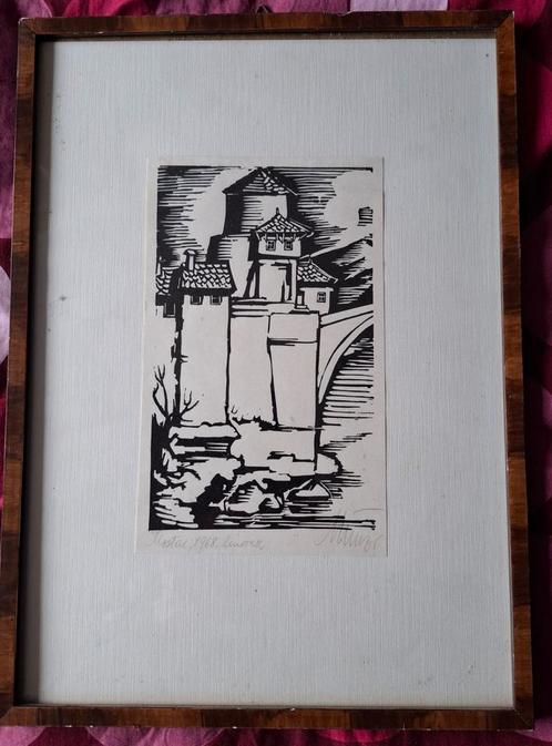 Houtsnede. 1968. Sign. 26/36 cm., Antiek en Kunst, Kunst | Etsen en Gravures, Ophalen