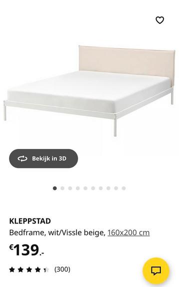 Ikea Kleppstad bed 160x200 wit beige nieuwstaat