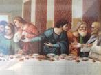 Mooie originele oude ingelijste Laatste avondmaal prent., Antiek en Kunst, Ophalen of Verzenden