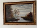 klassiek Schilderij: Landschap met rivier lijst 110/80, Antiek en Kunst, Ophalen