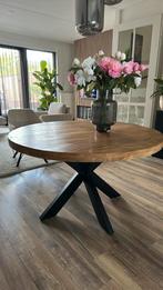 Eettafel Mangohout, Huis en Inrichting, Tafels | Eettafels, Ophalen, 100 tot 150 cm, Rond, Zo goed als nieuw