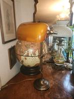 Antiek Verstelbaar Bankerslamp Amberglas, Ophalen of Verzenden