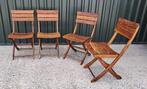3 + 1 Triconfort teak bistrostoelen, inklapbaar, Tuin en Terras, Tuinstoelen, Ophalen, Gebruikt, Teakhout, Verstelbaar