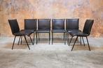 ZGAN! 6 donkerbruine leren Topform design eetkamerstoelen, Bruin, Design, Ophalen of Verzenden, Zo goed als nieuw