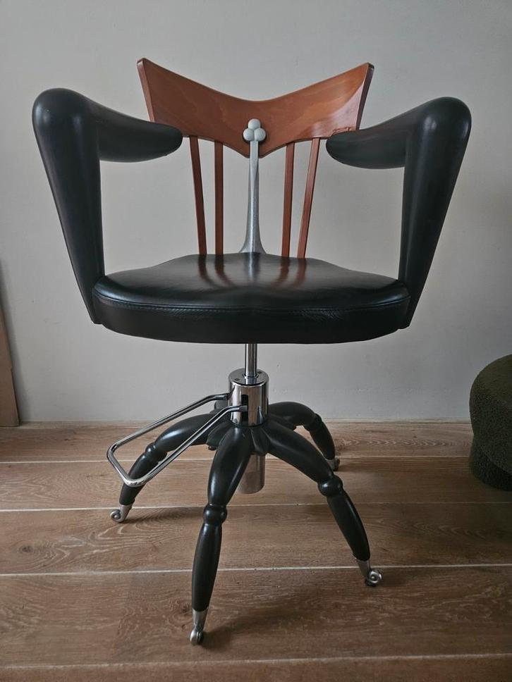 Borek Sipek Stoel - Maletius Design, Huis en Inrichting, Stoelen, Gebruikt, Eén, Hout, Leer, Metaal, Zwart, Ophalen