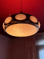 Vintage Hanglamp met 3 lampen Ufo lamp, Huis en Inrichting, Lampen | Hanglampen, Ophalen, Gebruikt, Hout, Minder dan 50 cm