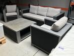 Tuinset, aluminium met kuststof, bank 2 stoelen en tafel, Ophalen, 5 zitplaatsen, Gebruikt, Aluminium