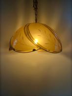 Vintage Smoked Glass Flower Kroonluchter, Gebruikt, Vintage, Ophalen of Verzenden, Glas