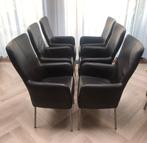 6 zacht leder eetkamerstoelen, Ophalen, Gebruikt, Bruin, Leer