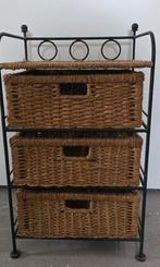 Ladenkastje met 3 rieten manden, Huis en Inrichting, Kasten | Ladekasten, Ophalen, Minder dan 50 cm, Zo goed als nieuw, 3 of 4 laden