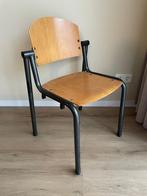 Vintage houten stoel buisframe zwart metalen onderstel, Gebruikt, Eén, Hout, Zwart