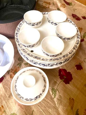 ‼️Chinese SHUN LONG Reis Theeset - Porselein - 8 Delig beschikbaar voor biedingen