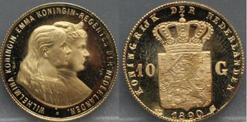 Prachtige gouden penning 10 gulden 1890 Begeer beschikbaar voor biedingen
