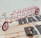 Zeldzaam Antiek 1960 Tandem roze 6-persoons Miniatuur fiets, Antiek en Kunst, Curiosa en Brocante, Ophalen of Verzenden