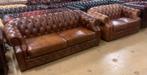 Prachtig Chesterfield Bankstel 3+2 Zits Bruin., Ophalen of Verzenden, Gebruikt, Leer, Chesterfield Brand