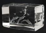 Dolfijnen en elfje 3D laser gegraveerd kristal glazen blok, Ophalen of Verzenden, Zo goed als nieuw, Fantasy