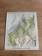 Antieke landkaart Nederland en België, met reliëf, 1885, Ophalen of Verzenden