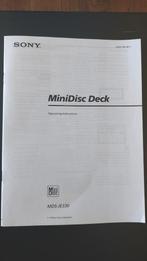 Handleiding Sony Minidisc MDS-JE330 (Engels), Ophalen of Verzenden, Overige typen