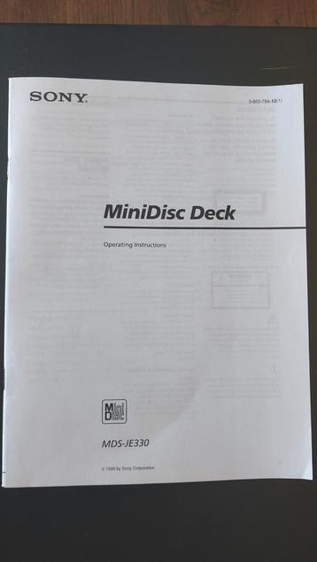 Handleiding Sony Minidisc MDS-JE330 (Engels) beschikbaar voor biedingen
