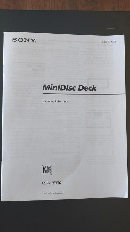 Handleiding Sony Minidisc MDS-JE330 (Engels), Audio, Tv en Foto, Walkmans, Discmans en Minidiscspelers, Overige typen, Ophalen of Verzenden