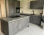 L-keuken met eiland - betonlook, Huis en Inrichting, Keuken | Complete keukens, Ophalen, Gebruikt, Overige typen, Kunststof