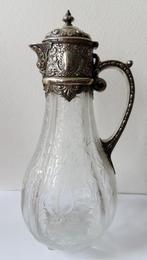 Antieke karaf met zilveren montuur en handvat, Antiek en Kunst, Antiek | Glas en Kristal, Ophalen of Verzenden