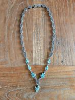 Vintage zilveren collier met edelsteentjes, Sieraden, Tassen en Uiterlijk, Antieke sieraden, Ophalen of Verzenden, Zilver, Ketting