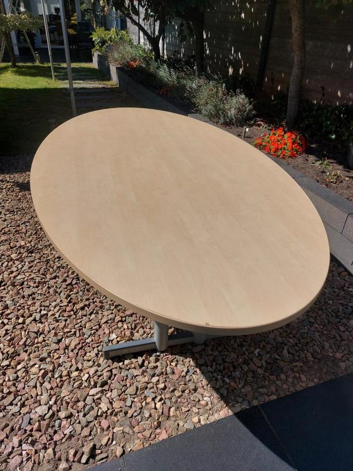Ovale vergader-/eettafel, Huis en Inrichting, Tafels | Eettafels, Gebruikt, 150 tot 200 cm, 200 cm of meer, Vijf personen of meer