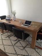 Massief eikenhouten eettafel met bankje, Huis en Inrichting, Gebruikt, 100 tot 150 cm, Eikenhout, 200 cm of meer