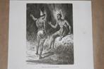 Antieke gravure - Afrikanen van rond de Zambezi - 1872 !!, Ophalen of Verzenden